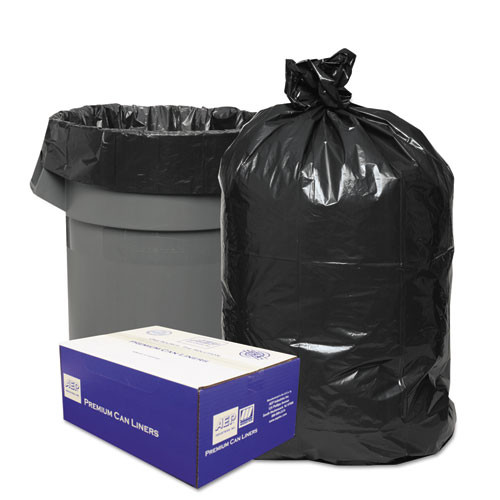 Linear Low-density Can Liners, 60 Gal, 0.9 Mil, 38" X 58", Black, 100/carton